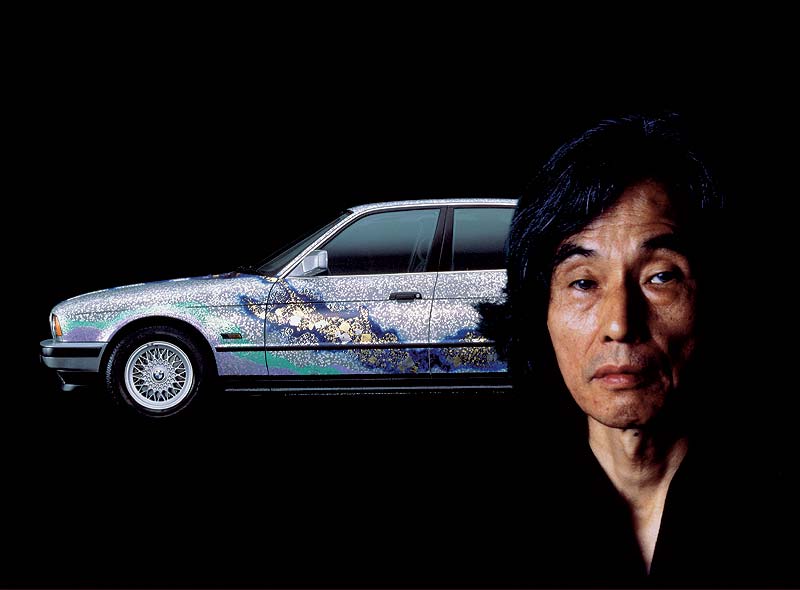 Matazo Kayama vor seinem Art Car, 1990 - BMW 535i