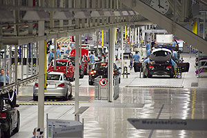 Abschlieende Tests der gebauten Fahrzeuge im BMW Werk Leipzig