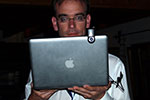 Christian übertrug per Webcam und Notebook bewegte Bilder vom Treffen live ins Internet