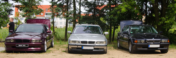 v.l.n.r.: die BMW 7er (E38) von 'fischerman79', 'Andimp3' und 'Harald51'