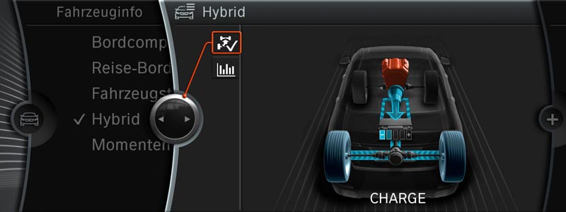 BMW ActiveHybrid 7, Split-Screen mit ActiveHybrid Informationen