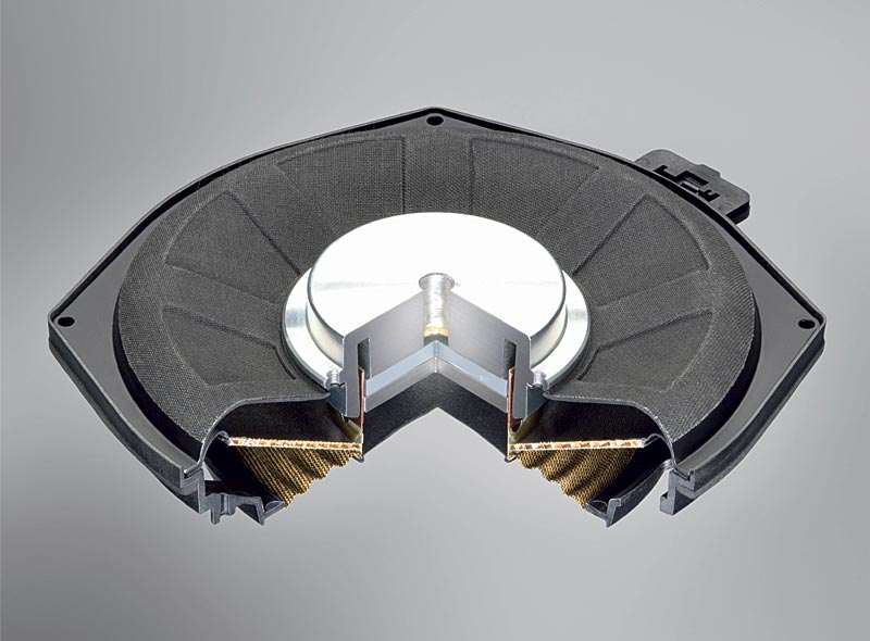 Basslautsprecher: Die Hexacone Membrane sorgt zusammen mit einem hchst effizienten Magnetantrieb fr Schalldruck mit Tiefstbass