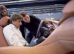 BMW Concept CS - Mike Ninic (Leiter Interieurdesign BMW), Nadya Aranout (Interieurdesign) und Andr Franco-Luis (Detaildesign) am Claymodell