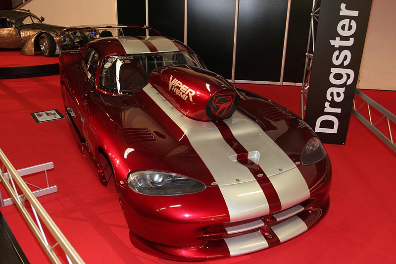 Dragster Apokalypse, Basis: Dodge Viper aus dem Jahr 1998, 10 Liter Hubraum, 1.099 PS, Viertel-Meile in 7,87 Sek.