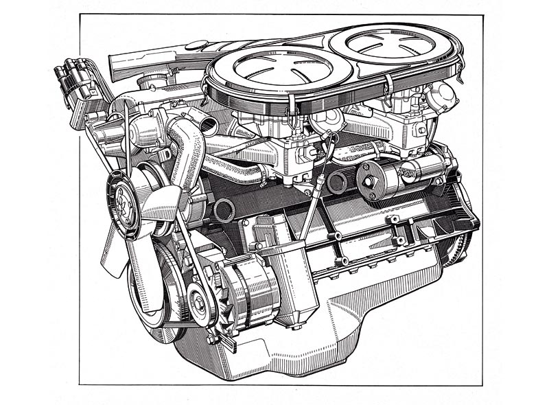 BMW 2500 Motor, berhmt fr seinen turbinenartigen Lauf, 1968
