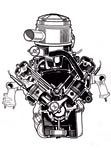 der erste V8 Motor mit Vollaluminiummotorblock, 1954
