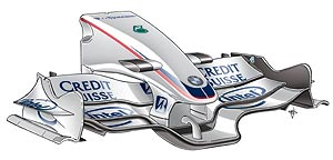 Frontfl�gel des BMW Sauber F1.08 beim Saison-Launch