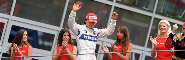 Robert Kubica freut sich ber seinen dritten Platz beim F1-Rennen in Monza/Italien