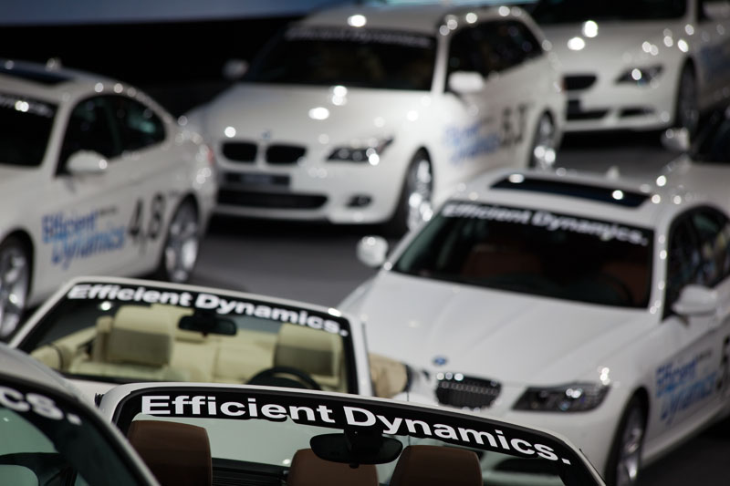 BMW EfficientDynamics Flotte auf dem BMW Messestand