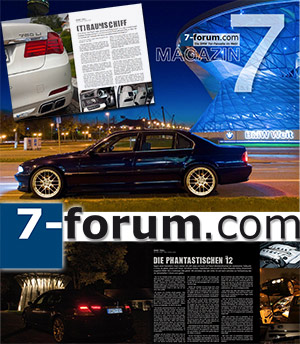 'Sieben - das 7-forum.com Magazin', Collage aus dem Titel-Bild und weiteren Seiten aus der Erstauflage des Magazins, Heft 10.1