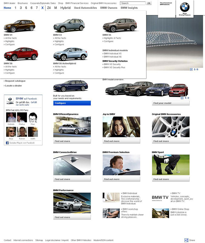 Screen-Shot von der neuen internationalen BMW Website