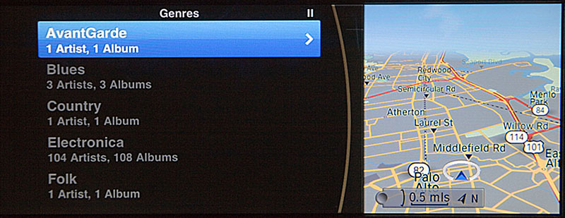 Pod Out Men� 'Genre' von BMW ConnectedDrive