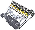 BMW K 1600 GT, BMW K 1600 GTL, Kurbeltrieb mit Nockenwellen