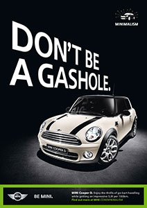 Anzeige der MINI Markenkampagne 2010 BE MINI – Gashole