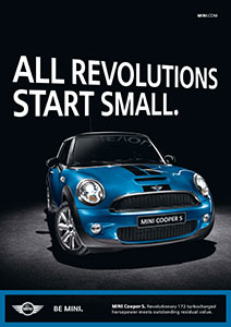 Anzeige der MINI Markenkampagne 2010 BE MINI – Revolution