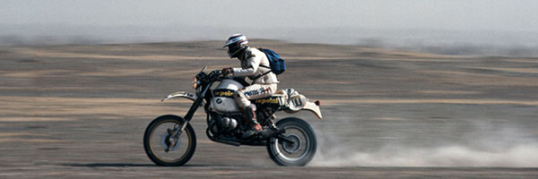 Hubert Auriol auf einem BMW GS Motorrad