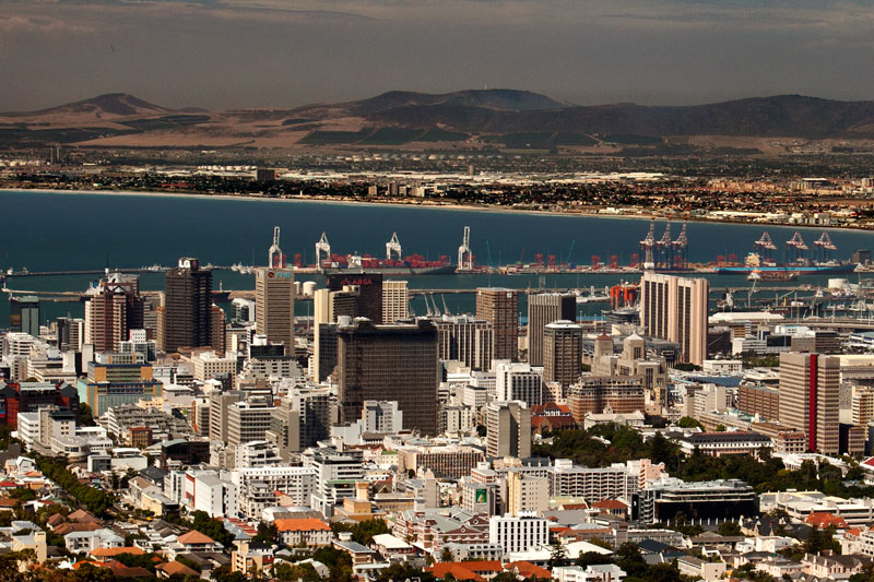 Blick vom Signal Hill auf Kapstadt, Sd-Afrika.