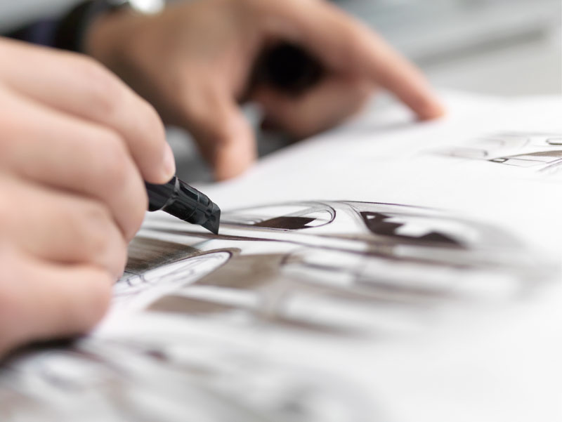 Skizzen - Erste Zeichnungen des BMW 6er Coupe.