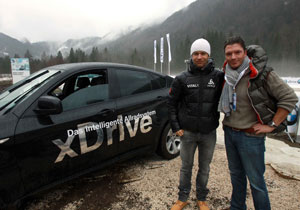 Ole Einar Björndalen, BMW Biathlon und Langlauf Botschafter mit dem deutschen Schauspieler Hardy Krüger jr. (v.l.n.r.). Ruhpolding