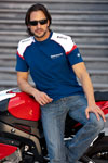 BMW Motorrad Style Motorsport 2012, T-Shirt Motorsport Herren (aus Baumwolle-Elastan-Mix, in den Racingfarben Blau/Weiß/Rot; lieferbar in den Größen S-XXXL)