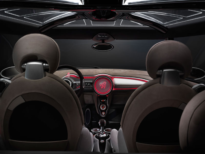 MINI Rocketman Concept, Innenraum, rot beleuchtet.