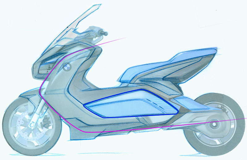 BMW Concept e Designskizzen