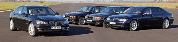 25 Jahre BMW V12-Motor: vier BMW 7er-Generationen mit V12-Motor