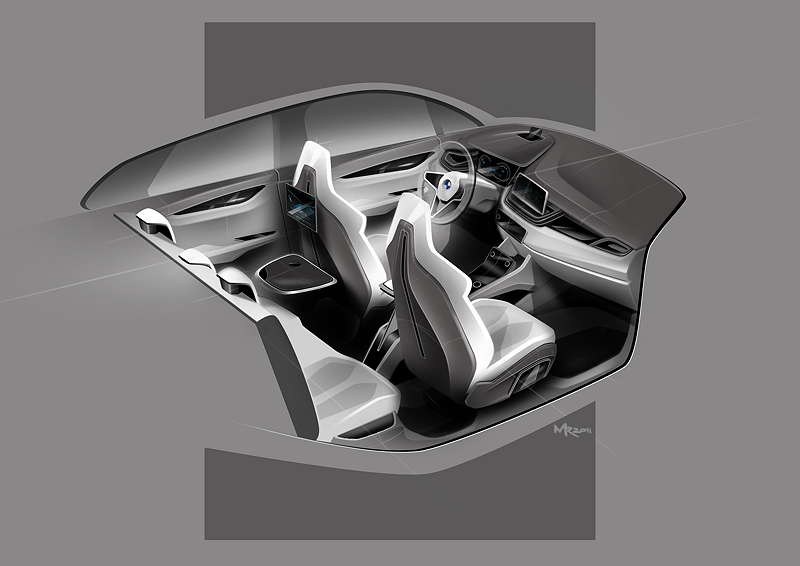 BMW Concept Active Tourer, Interieur-Designskizze von Max Rathmann
