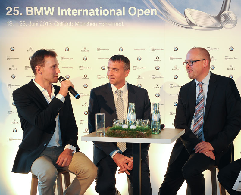 Pressegesprch mit Maximilian Kieffer, Marco Kaussler, Turnierdirektor BMW International Open, und Magnus Wiese, Leiter Events, Ausstellungen und Sportmarketing BMW Deutschland.