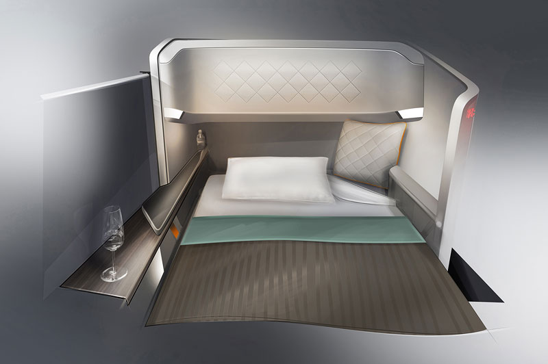BMW Group DesignworksUSA fr Singapore Airlines: Der Sitz als luxuriser Schlafplatz.
