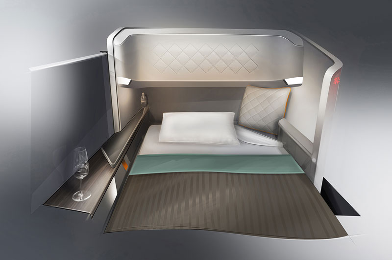 BMW Group DesignworksUSA f�r Singapore Airlines: Der Sitz als luxuri�ser Schlafplatz.