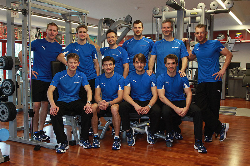 Via Reggio (IT), 8. Mrz 2013: die BMW DTM Fahrer 2013 beim Fitness-Training.
