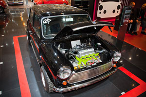 Mini Cooper 1275 'S MK3 von Jürgen Dlugosch, ausgestellt auf dem BMW Group Messestand, Techno Classica 2013.