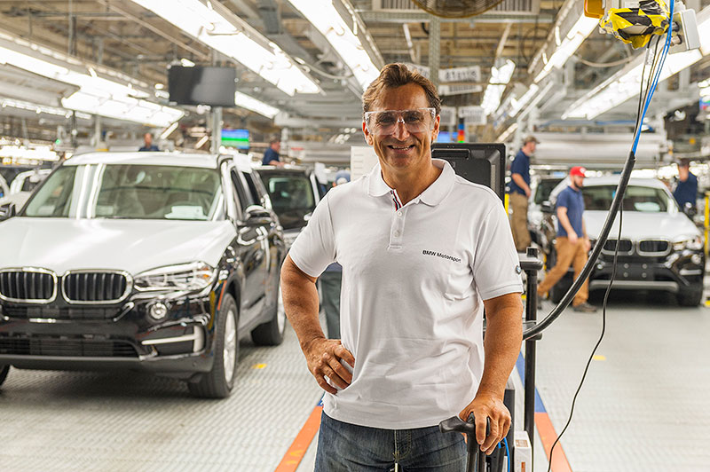 27. August 2014. Alessandro Zanardi (IT) im BMW Werk Spartanburg.