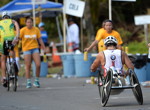 Alessandro Zanardi auf seinem Handbike beim Langstrecken-Triathlon auf Hawaii