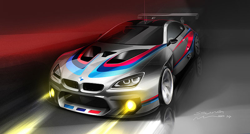 BMW M6 GT3, Front, Skizze.