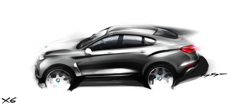 BMW X6. Skizze. Exterieur Design. Seitenansicht.