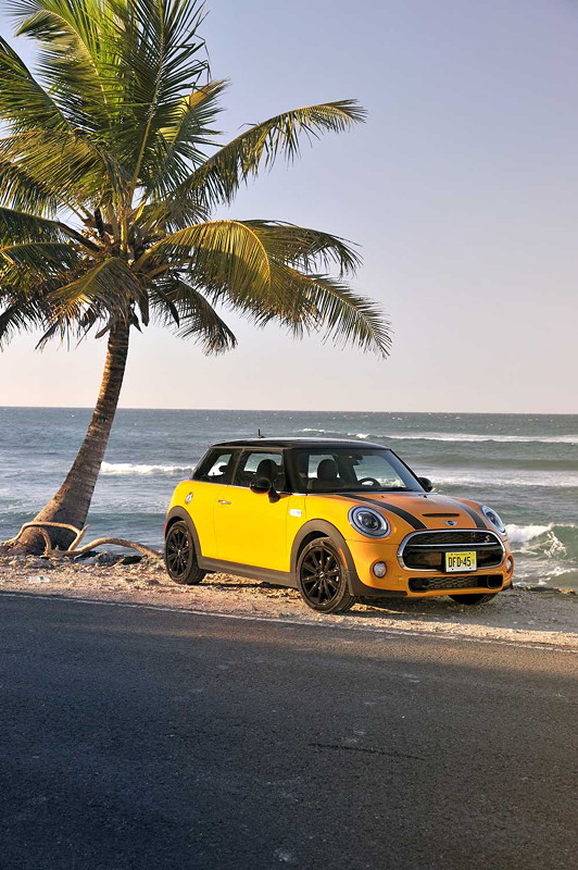 MINI Cooper S (F56) in Volcanic Orange on location in Puerto Rico