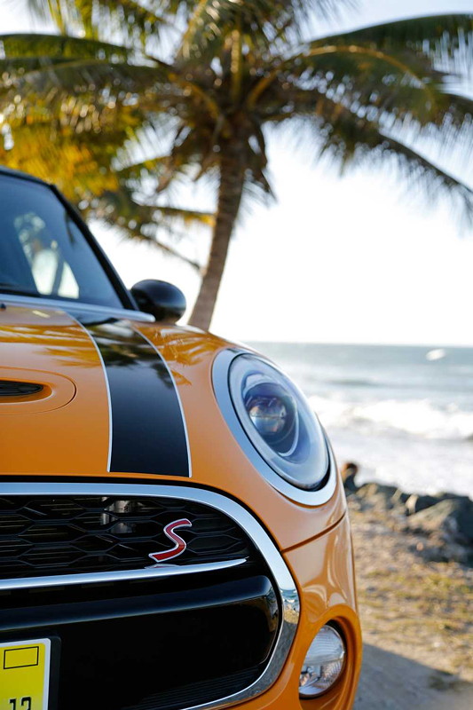 MINI Cooper S (F56) in Volcanic Orange on location in Puerto Rico