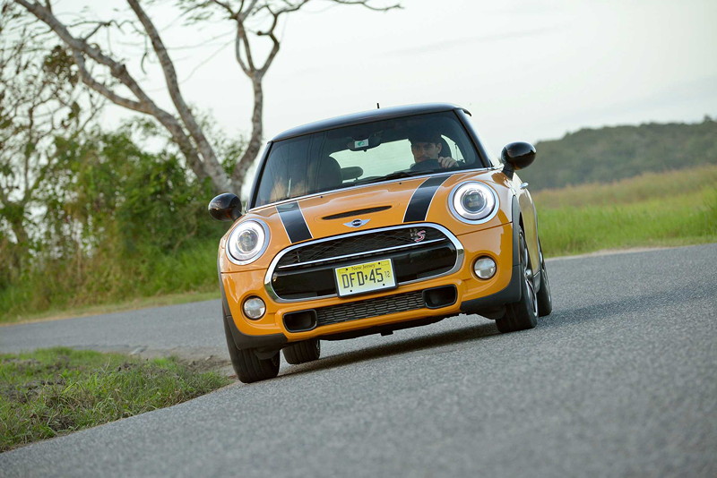 MINI Cooper S (F56) in Volcanic Orange on location in Puerto Rico