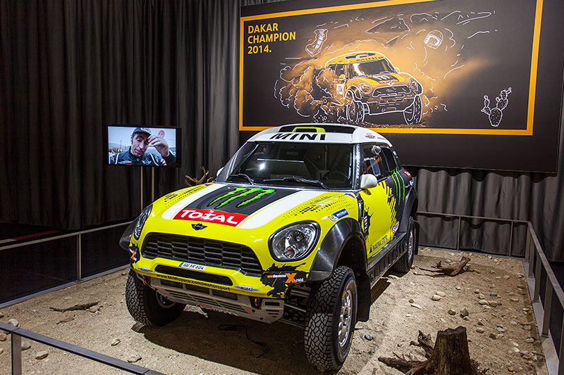 MINI All4 Racing, Sieger der Rallye Dakar 2014, ausgestellt auf der Techno Classica 2014
