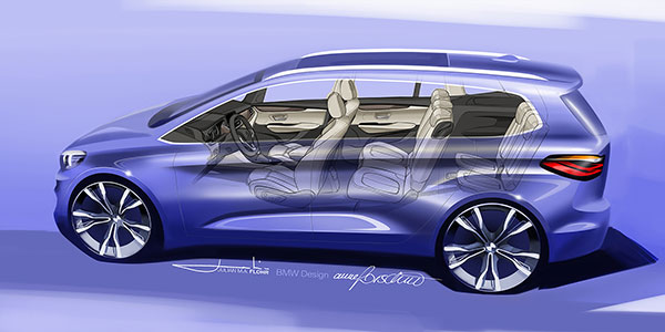 BMW 2er Gran Tourer. Designskizze.