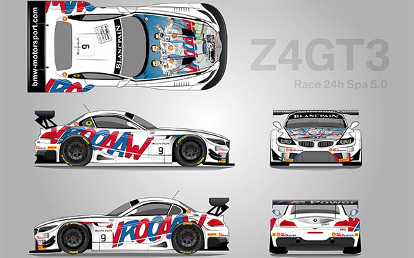 BMW Z4 GT3, 24h Spa, Livery, Michel Vaillant, Skizze.
