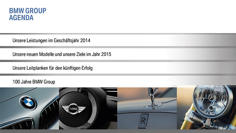 BMW Bilanzpressekonferenz 2015 - Agenda