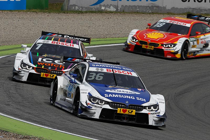 Maxime Martin (BE) im SAMSUNG BMW M4 DTM, Marco Wittmann im Ice- Watch BMW M4 DTM und Augusto Farfus (BR) im Shell BMW M4 DTM.