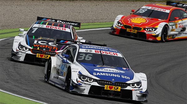 Maxime Martin (BE) im SAMSUNG BMW M4 DTM, Marco Wittmann im Ice- Watch BMW M4 DTM und Augusto Farfus (BR) im Shell BMW M4 DTM.