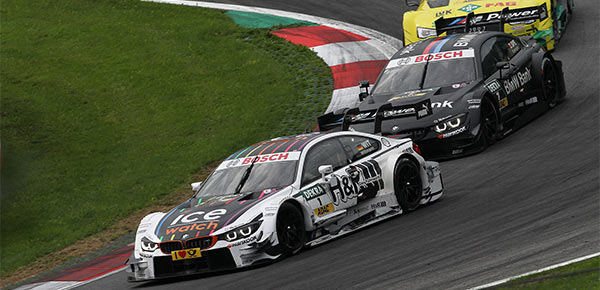 Spielberg (AT), 1. August 2015. BMW Motorsport, Rennen 9, Marco Wittmann (DE) im Ice-Watch BMW M4 DTM und Bruno Spengler (CA) im BMW Bank M4 DTM.