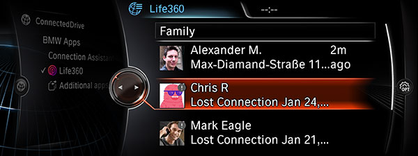 BMW ConnectedDrive, Life360 App
