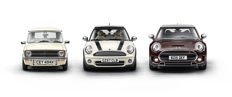 Mini Clubman Estate (1980), MINI Cooper D Clubman (2007), MINI Cooper S Clubman (2015).