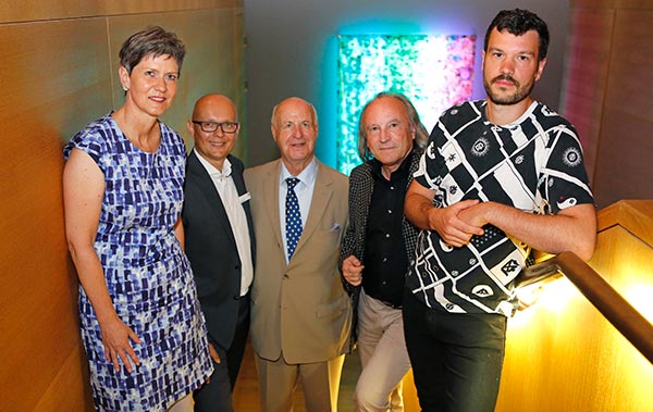 v. l. Dr. Susanne Richter, Dirk Reinicke, Kunstmzen Wolf-Dietrich Speck von Sternburg, Dr. Hans-Werner Schmidt und Knstler Marian Luft.